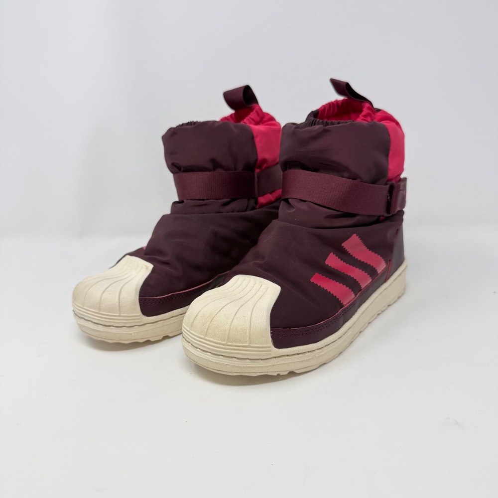 Adidas Superstar Winter Boots‎ Kids 2.5 Burgundy Pink Puffer Shell Toe JR5804